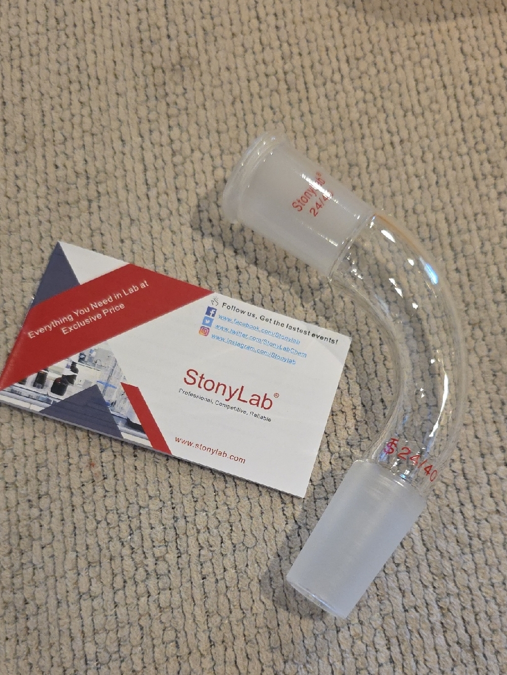 Clear Glass 90° Bent Adapter - White Joint